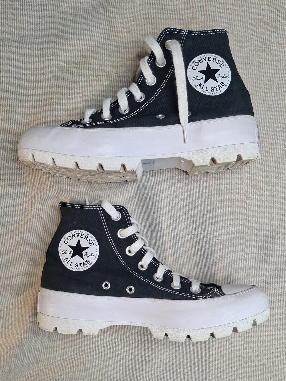Converse High Top Sneakers in Black & White with Rugged Sole